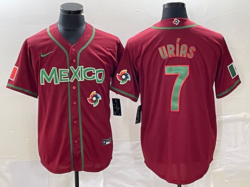 Men 2023 World Cub Mexico #7 Urias Red green Nike MLB Jersey15->more jerseys->MLB Jersey